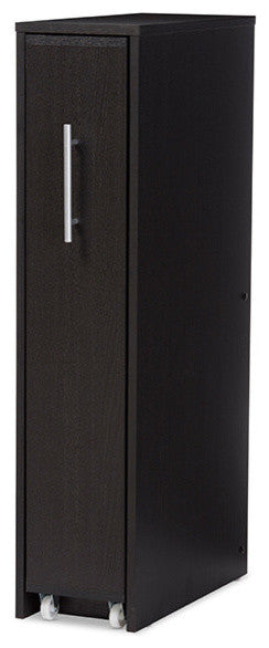 Lindo Dark Brown Wood Bookcase With One Pulled-out Door Shelving Cabinet