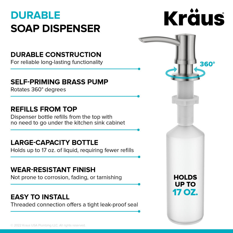 Soap Dispenser, All-Brite Spot Free Stainless Steel