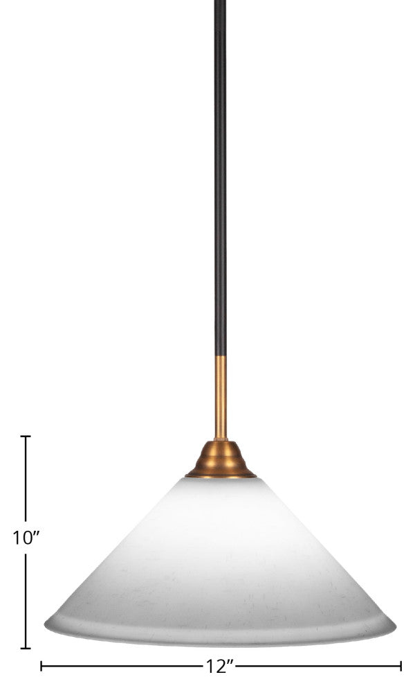 Paramount 1-Light Mini Pendant, Matte Black & Brass, 12" White Muslin Glass