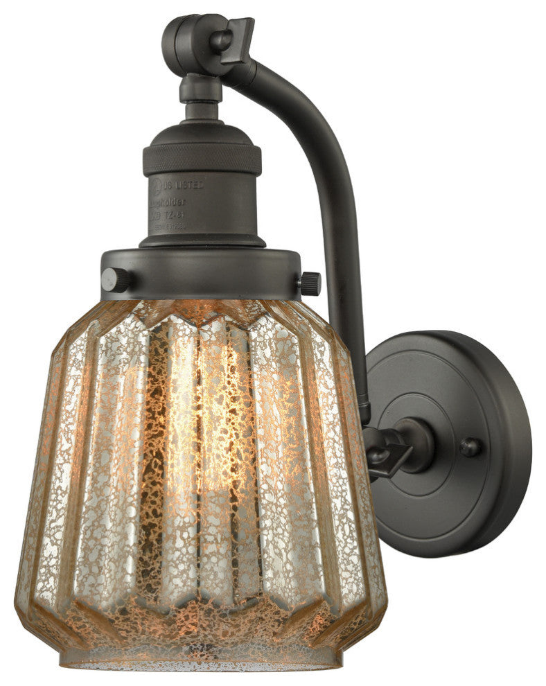 Chatham 1-Light Sconce, Mercury Fluted Glass, Oil Rubbed Bronze, LED