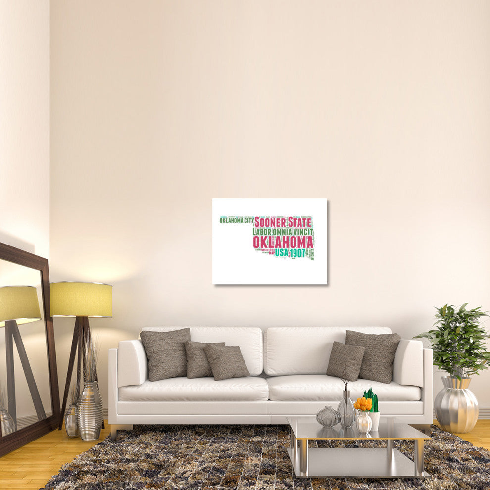 "Oklahoma Word Cloud Map" Fine Art Print