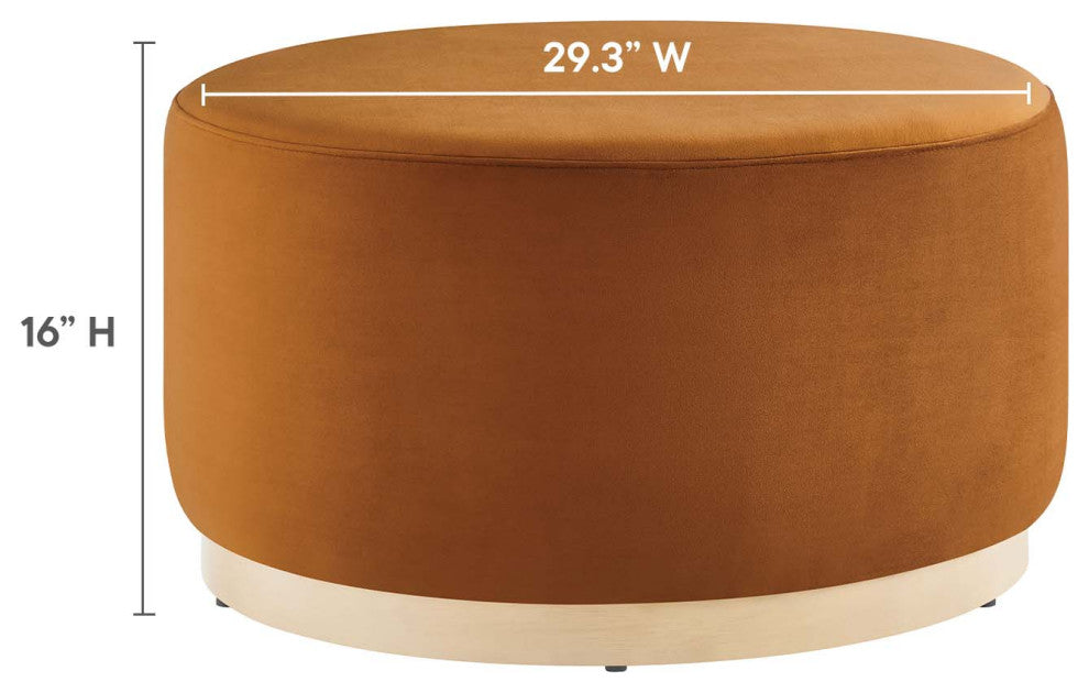 Tilden Large 29" Round Performance Velvet Upholstered Ottoman