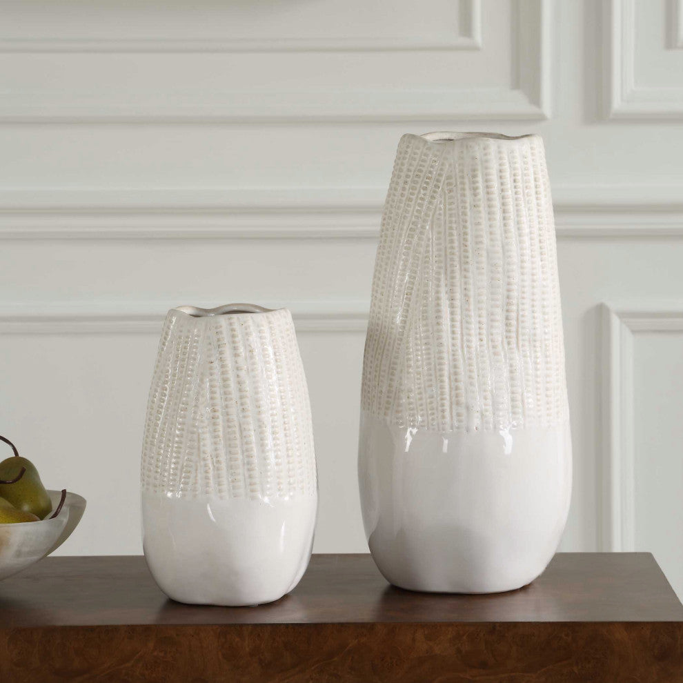 Uttermost Echo Ridge White Vases Set of 2