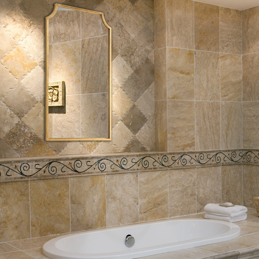 Contemporary 22" x 36" Iron Gold Leaf Mirror