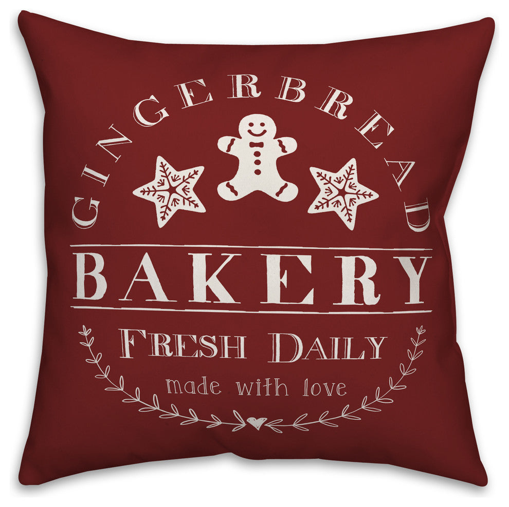 Gingerbread Bakery Throw Pillow, 18"x18"