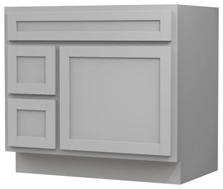 Vanity Art Vanity Base Cabinet, No Top, Drawers on Left, 36", Gray
