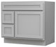 Vanity Art Vanity Base Cabinet, No Top, Drawers on Left, 36", Gray