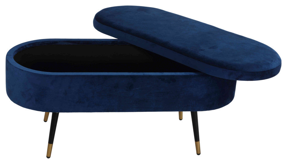 Cortesi Home Ruslan Oval Storage Ottoman, Navy