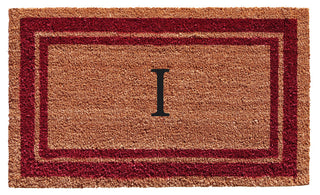 Burgundy Border 18"x30" Monogram Doormat, Letter I