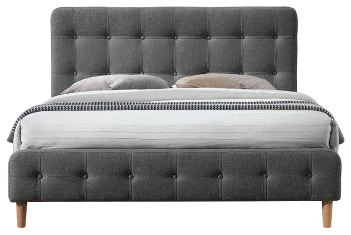 Omax Decor Hugo Upholstered Platform Bed, Charcoal