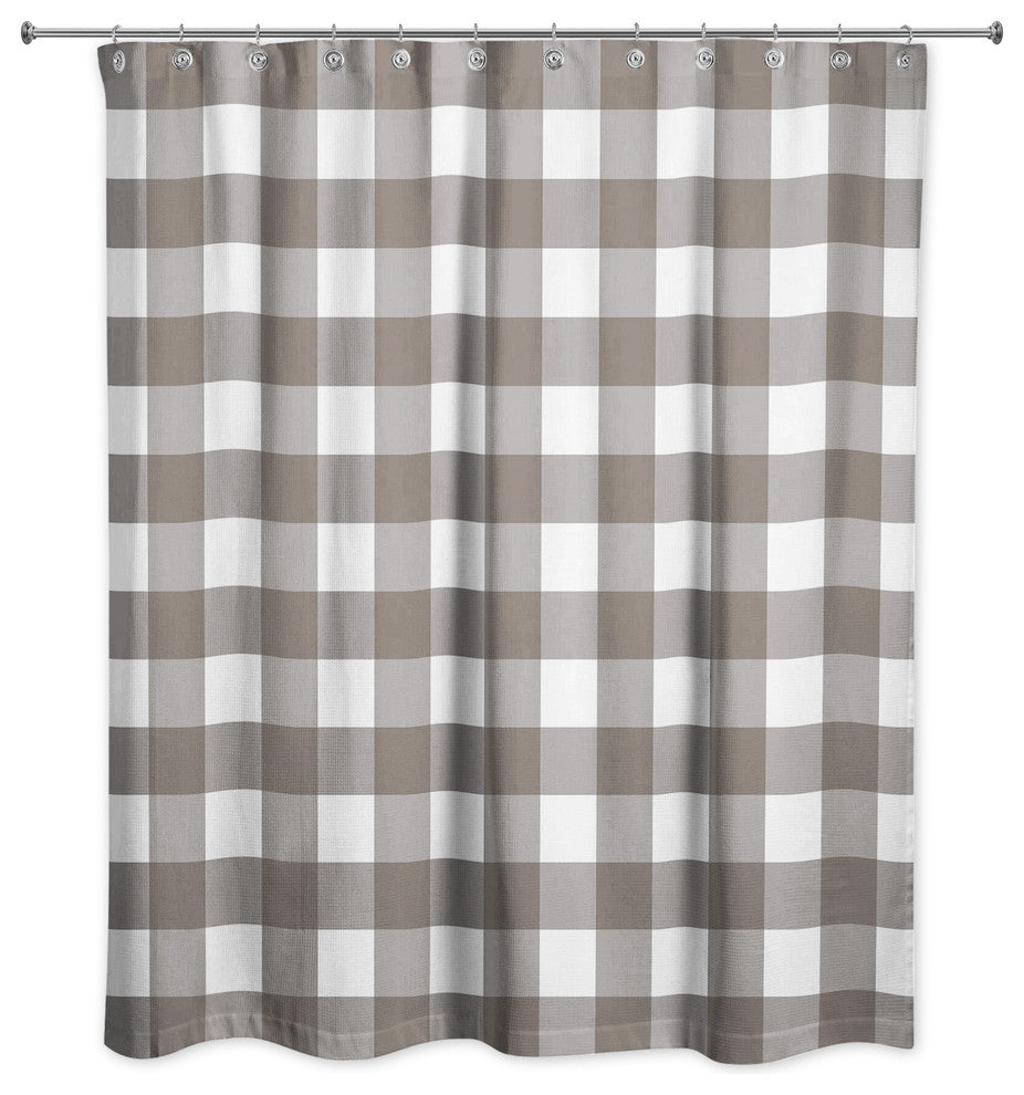 Taupe Buffalo Check 71x74 Shower Curtain