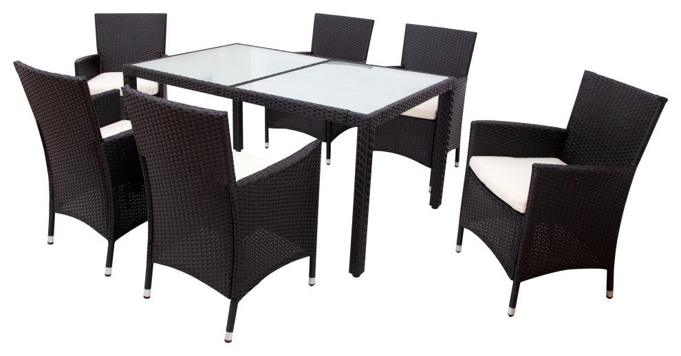 7 Pieces Outdoor Patio Rattan Dining Table Set With Cushions