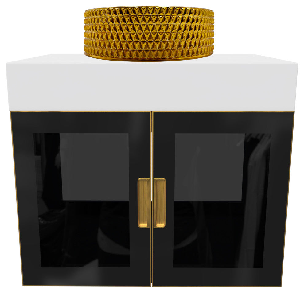 Modern Wall-Mount Vanity With Top & 16" Sink, Gold, 30"