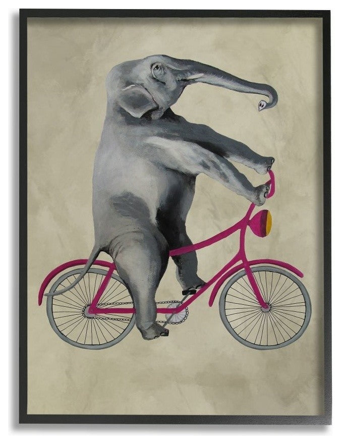 Elephant On A Bicycle, Framed, 11"x14"