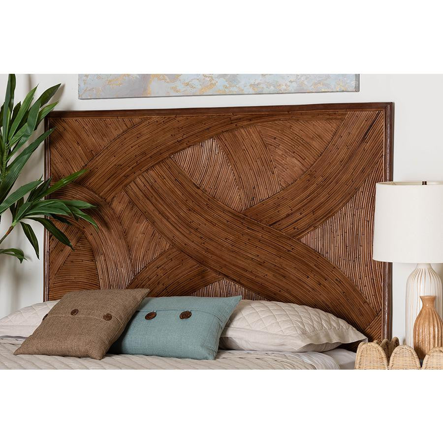 Elettra Bohemian Dark Brown Rattan King Size Standalone Headboard