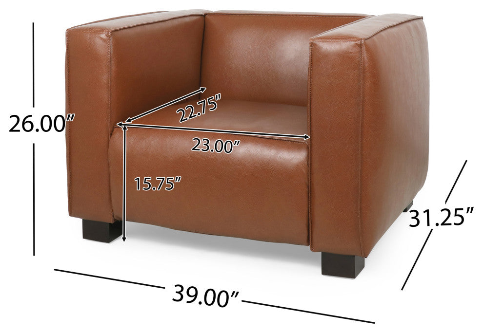 Minkler Contemporary Faux Leather 3 Piece Club Chair and Sofa Set