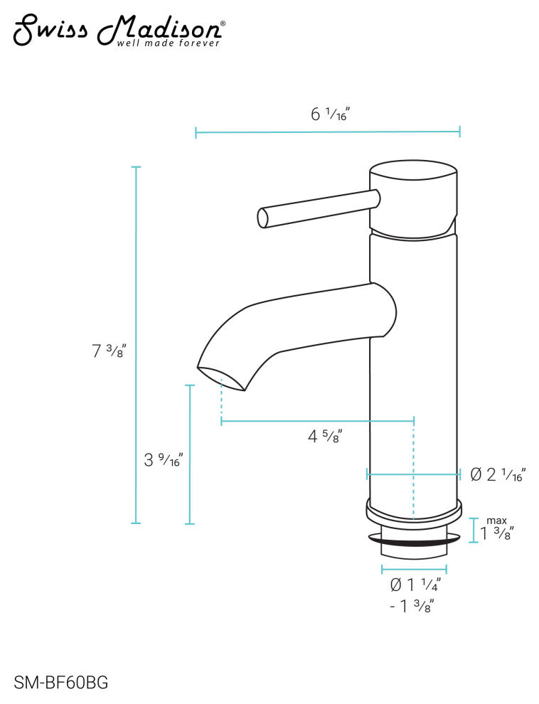 Ivy Single Hole Single Handle Bathroom Faucet, Brushed Gold