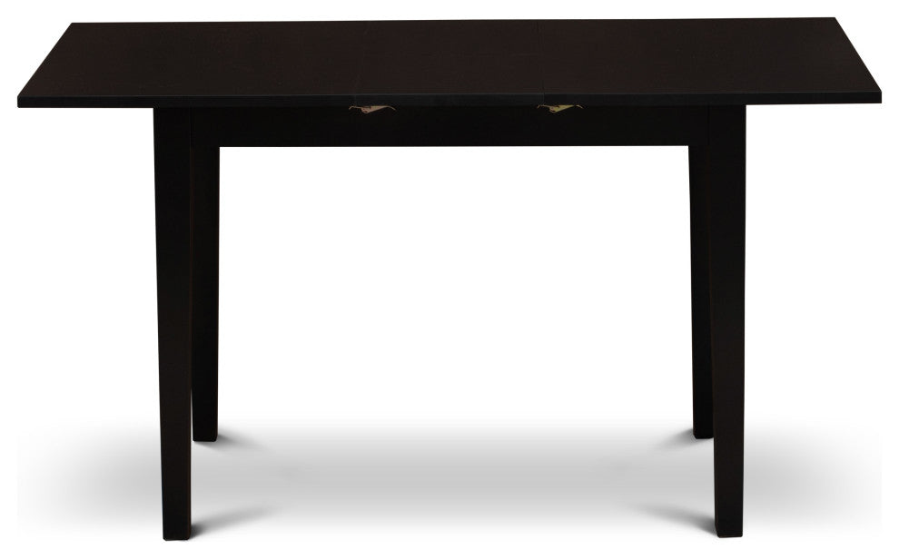 5Pc Dining Set, 4 Parson Chairs, Butterfly Leaf Dining Table, Black