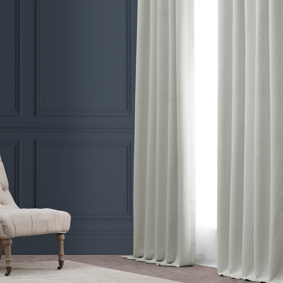 Chalk Off White Textured Bellino Room Darkening Curtain Single Panel, 50"x120"