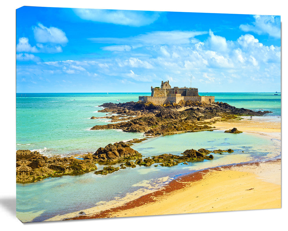 Saint Malo Fort National Beach, Seascape Canvas Art Print, 40"x30"