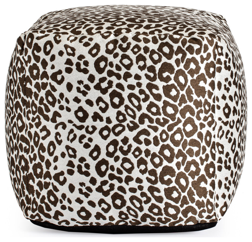 Amur Brown 18" x 18" x 18" Red and Ivory Pouf