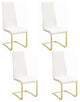 Set of 4 Dining Side Chair, White and Rustic Brass