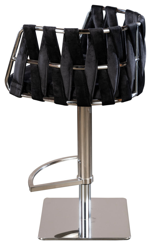 Milano Adjustable Swivel Bar Chair Stool, Black/Silver