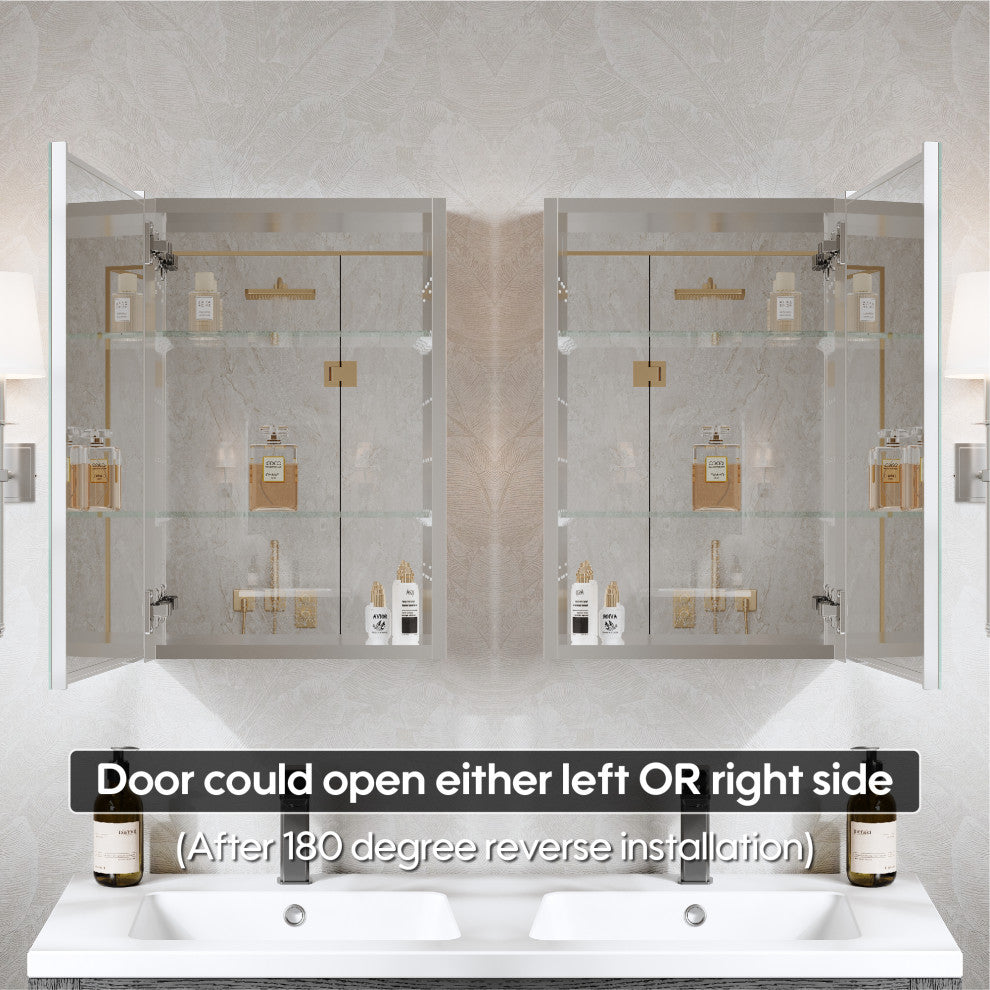 Recessed/Surface Mount Bathroom Medicine Cabinet, Soft-Close Blum Hinges, Left Swing, 16"x24"