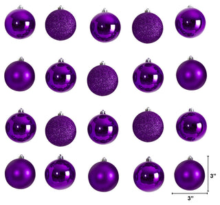 Holiday Xmas 20 Count 3" Shatterproof Ornaments W/ Re-Useable Storage Container