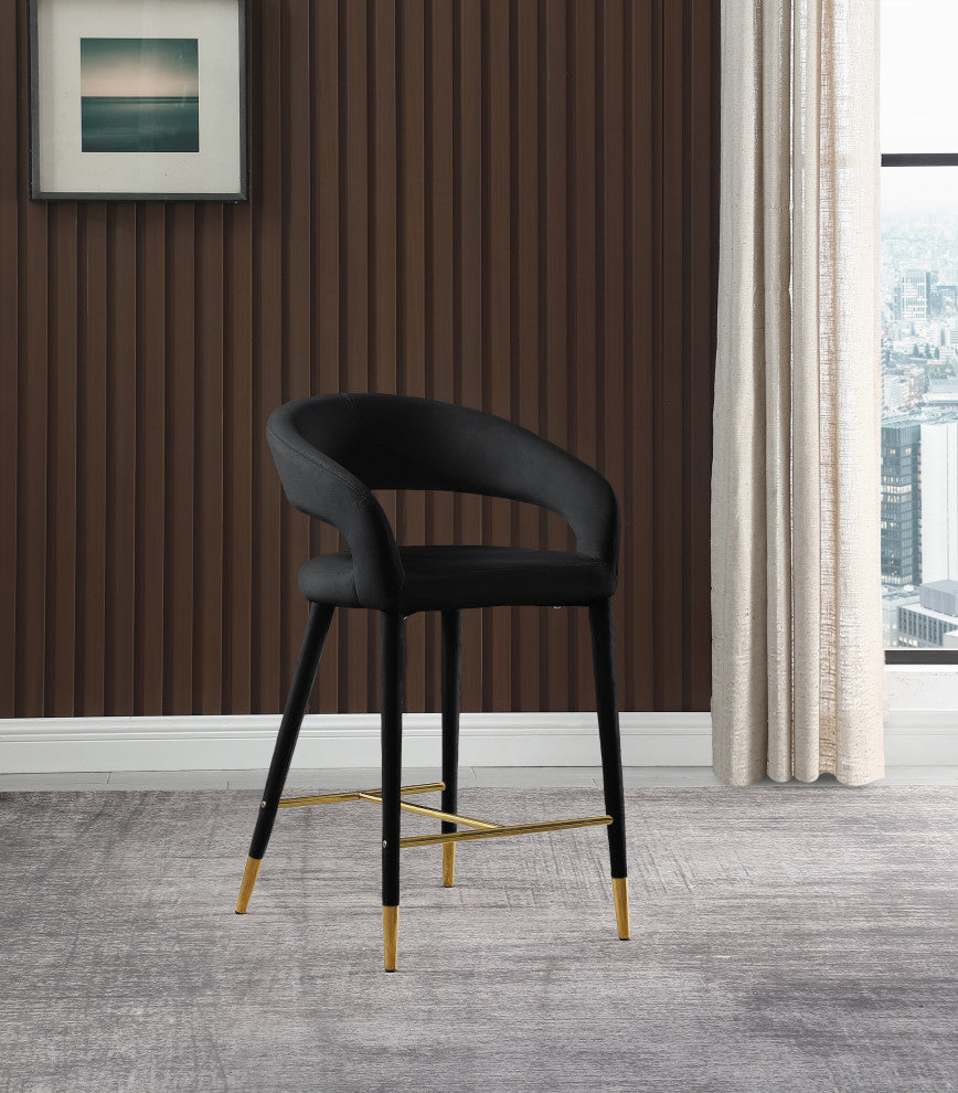 Destiny Counter Stool, Black, Velvet
