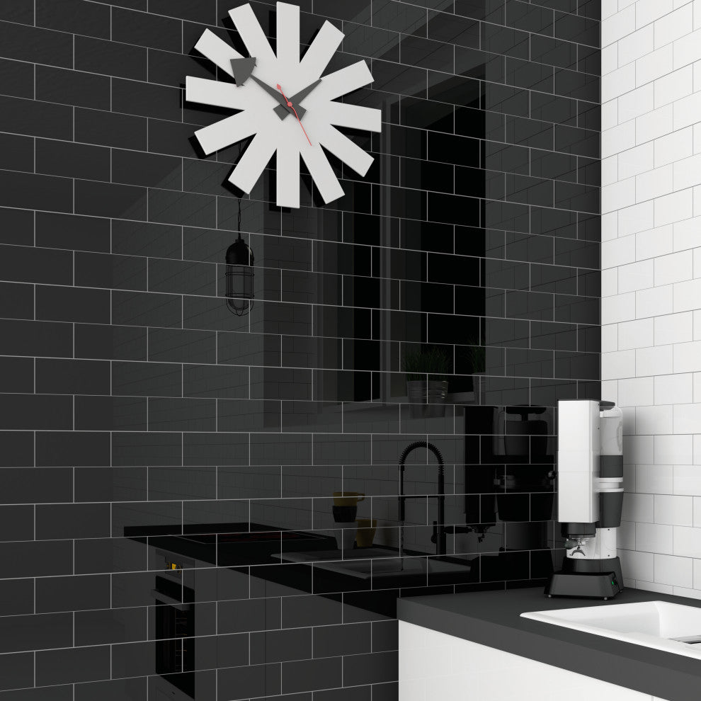 Crown Heights Ceramic Wall Tile, Glossy Black