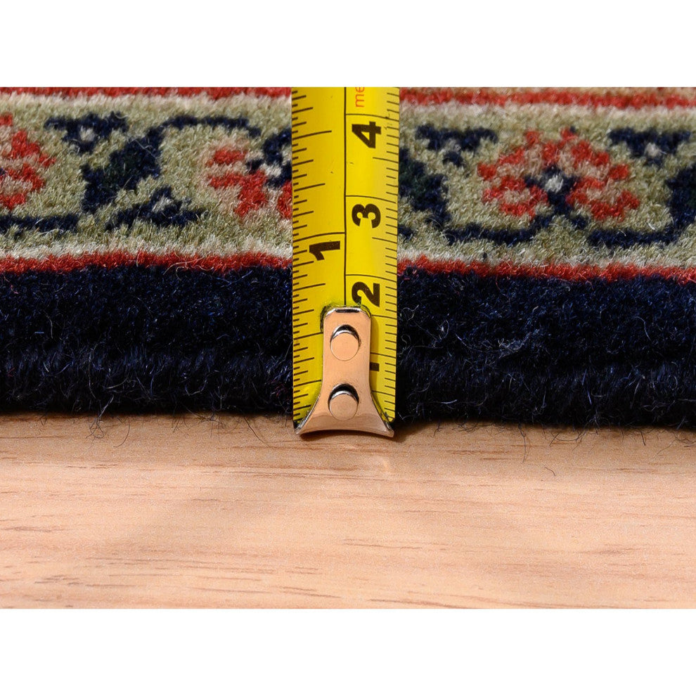 Midnight Blue All Over Herat Design Hand Knotted Hand Spun Wool Rug, 5'1" x 7'1"