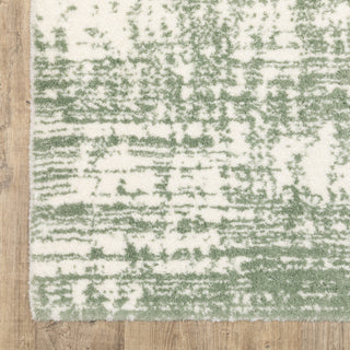 Greer Modern Distressed Etchings Green/ Ivory Area Rug, 9'10" x 12'10"