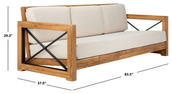 Safavieh Curacao Indoor-Outdoor Brazilian Teak 3-Seat Sofa