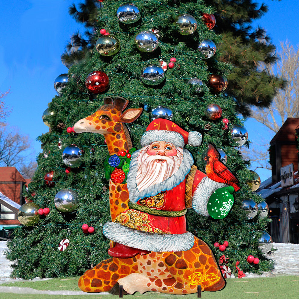 Santa On Giraffe Free Standing