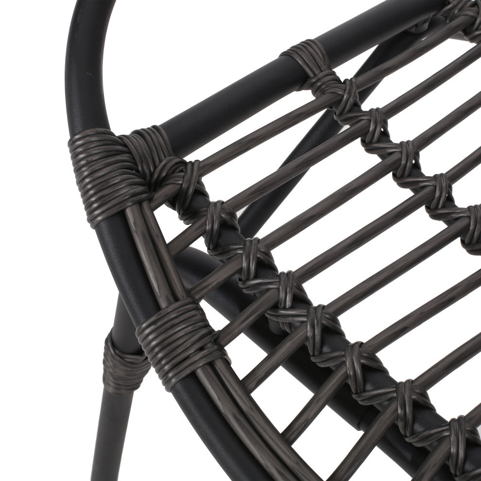 Barrister Outdoor Wicker Accent Chairs, Set of 2, Dark Gray