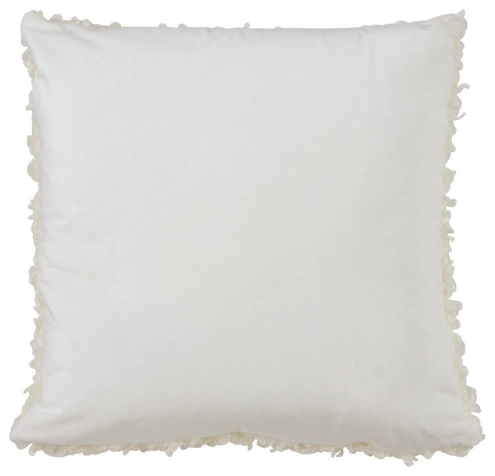 Faux Lamb Fur Throw Pillow, Ivory, 18", Cover Only