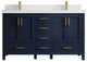 Malibu 60 Double Sink Bathroom Vanity in Navy Blue 1.5" White Quartz