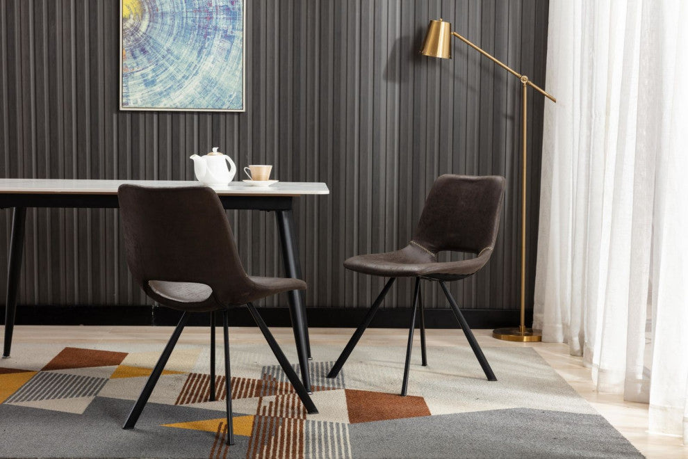 Home Beyond Synthetic Leather Dining Chairs, Set of 2, Black