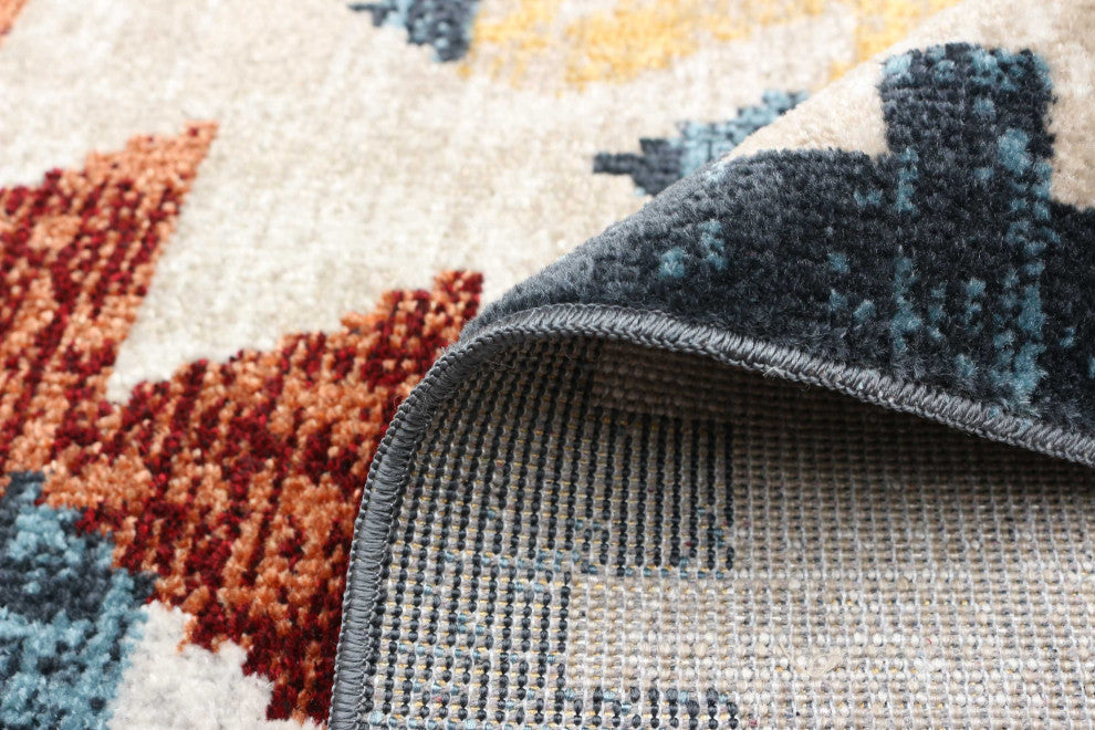 Aqua Mosaic Area Rug, Taupe/Copper, 6'x9'