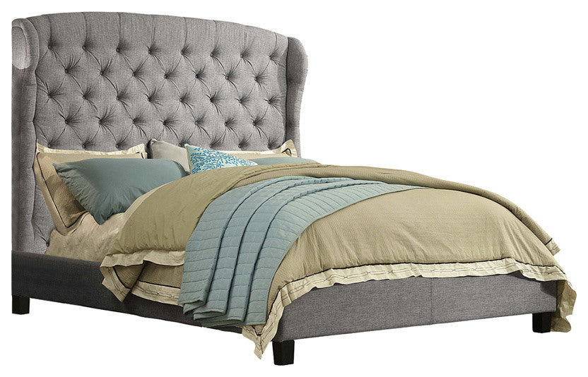 Felisa Upholstered Panel Bed, Gray, Queen
