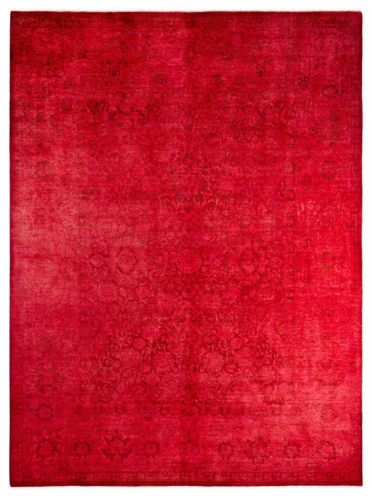 Overdyed, One-of-a-Kind Hand-Knotted Area Rug Red, 8'3"x10'9"