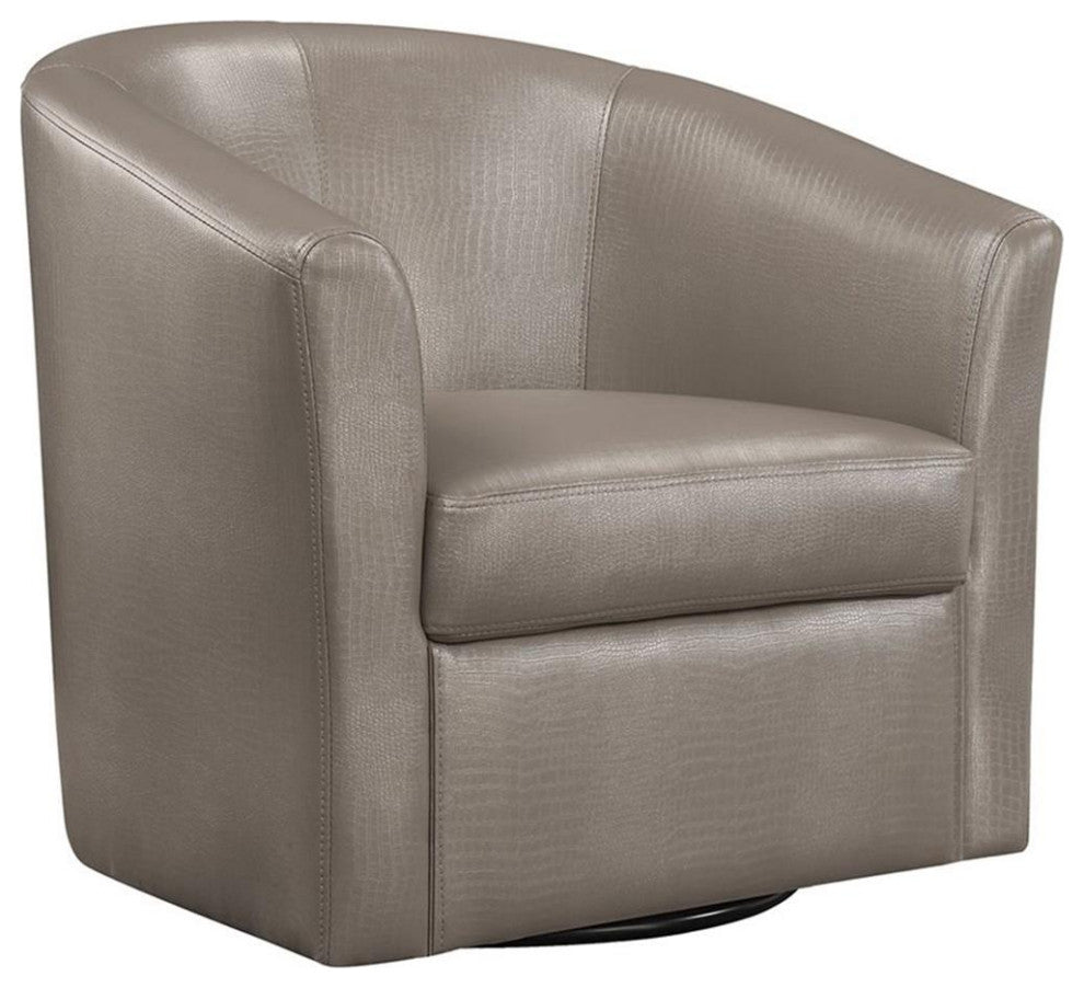 Catania Faux Leather Swivel Accent Chair in Champagne Finish