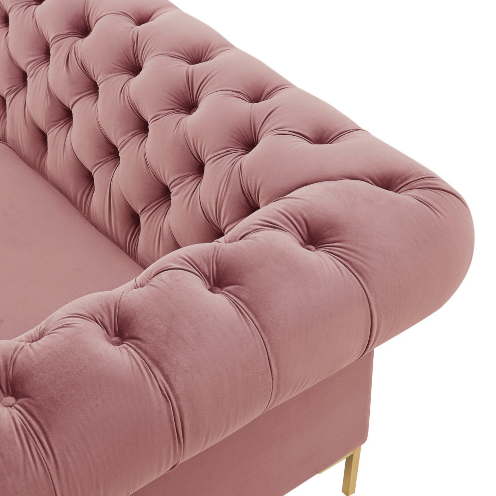 Inspired Home Ariadna Sofa Button Tufted, Rust Velvet