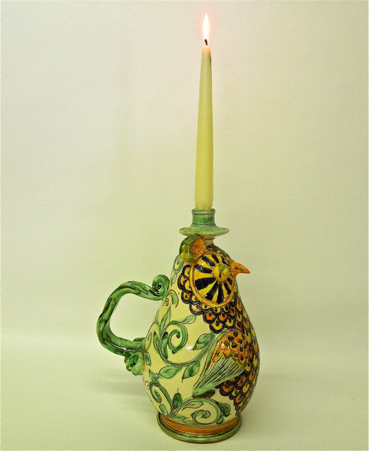 Puglia Ceramiche Monteforte 11" Owl Candlestick