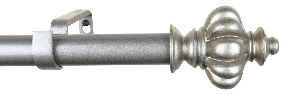 1" Diameter Regina Curtain Rod, 28"-48", Pewter