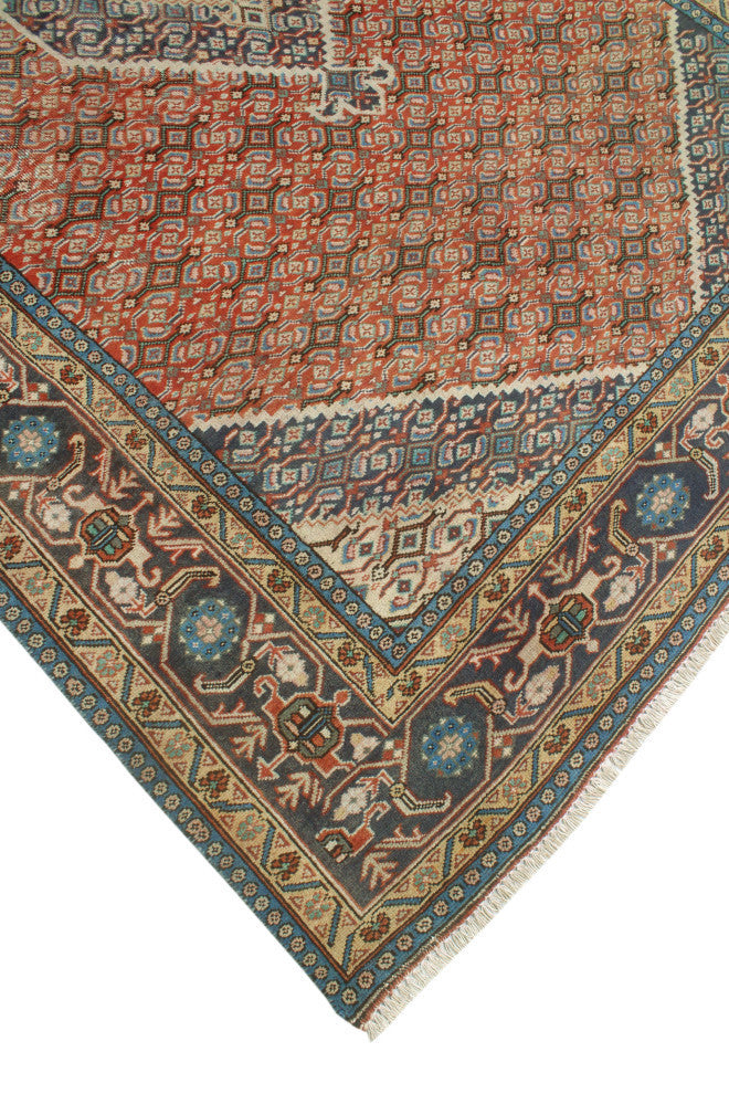 Fine Vintage Distressed Arezoo Rust/Navy Rug, 6'1x9'3