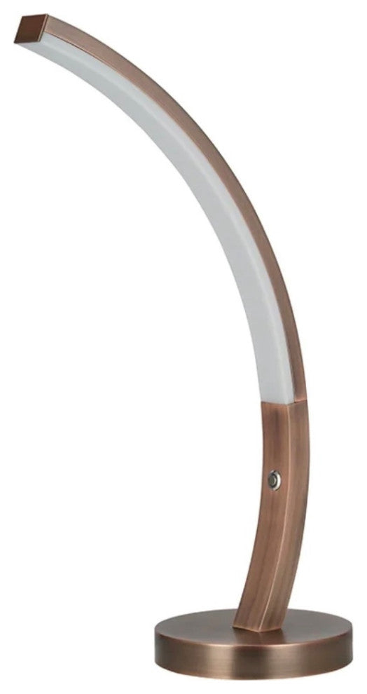 23"H Luca LED Curved Arc Dimmable Metal Table Lamp with Copper Finish