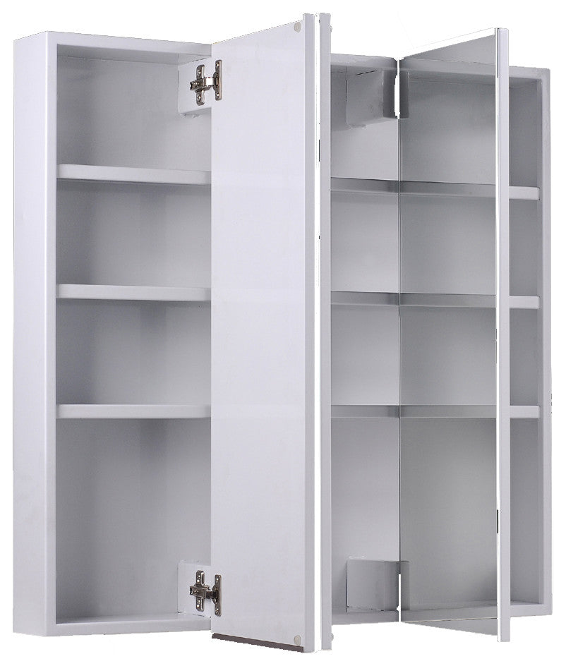 Tri-View Medicine Cabinet, 24"x30", Stainless Steel Trim, Surface Mounted