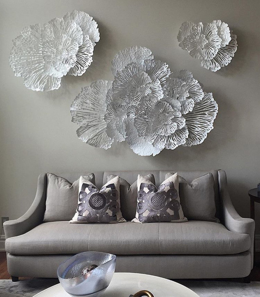 Flower Wall Art, White, Large